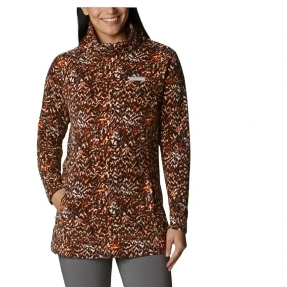 Columbia Ali Peak Fleece Tunic Sweater Turtleneck Kangaroo Pockets size S NWT - Picture 1 of 11